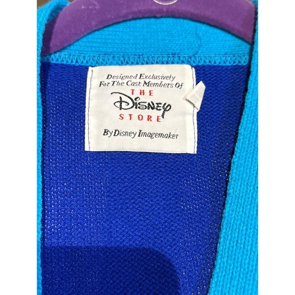 Vintage Disney Store Cast Member Cardigan Sweater Blue Stripes Embroidered Crest - Picture 2 of 16